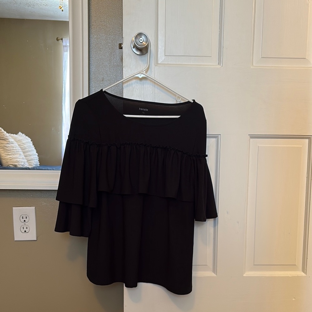 Kenzie Black Ruffled Top